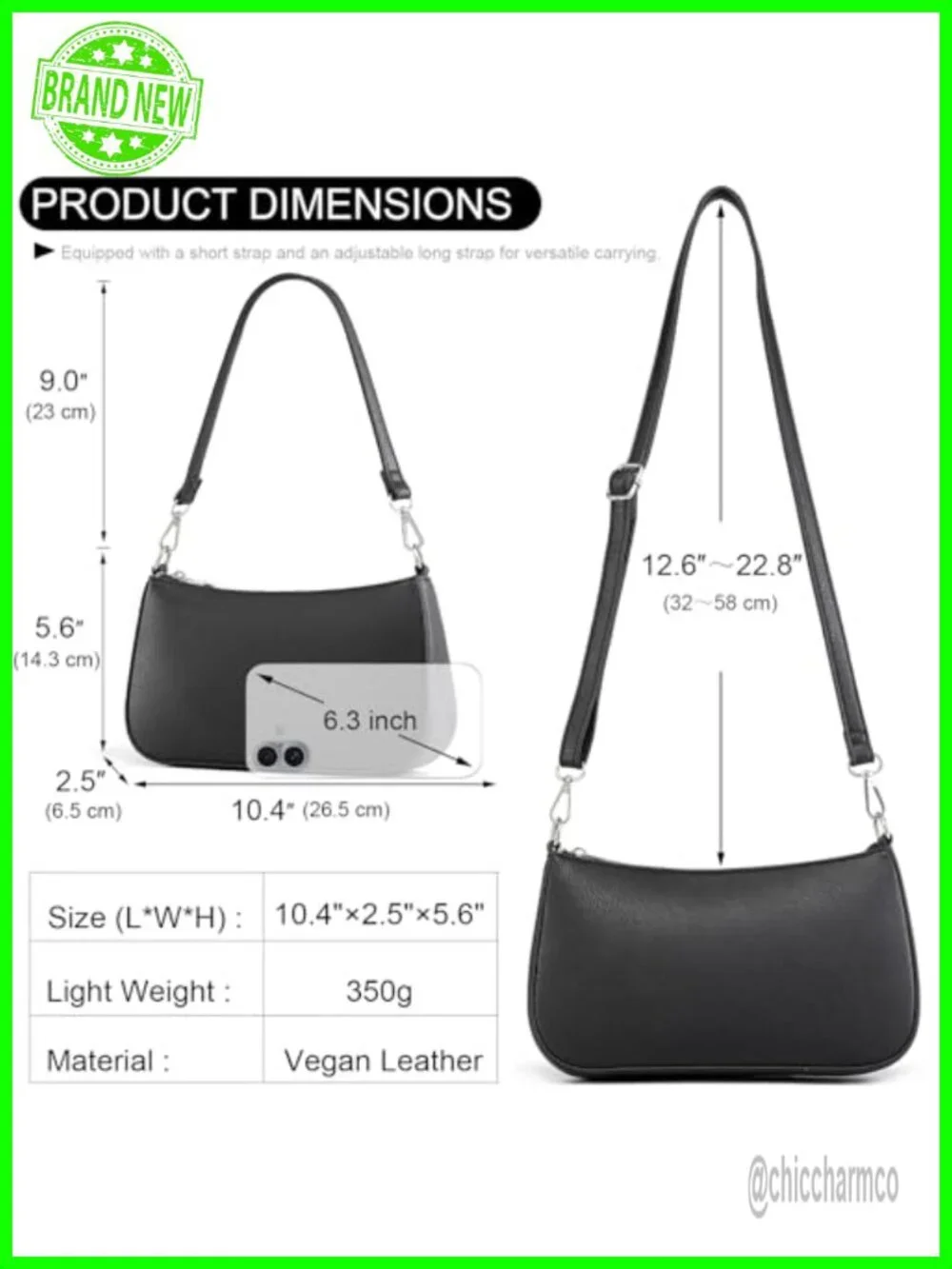 PU Leather Hobo Shoulder Bag Removable Strap Crossbody Purse